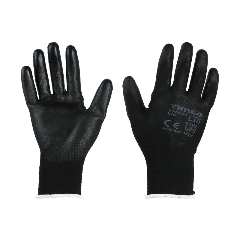 Timco Durable Grip Gloves - PU Coated Polyester Large