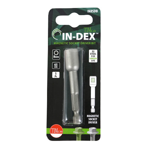 Magnetic Socket Driver Bit 5/16 x 65 For In-Dex Timber Screw