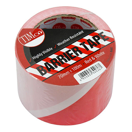 Barrier Tape - Red & White 70mm x 100m