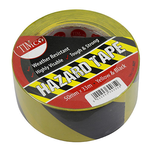 Hazard Tape - Yellow & Black 50mm x 33m