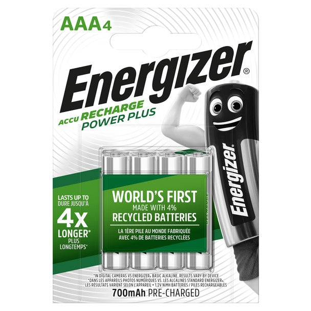 Energizer Rechargeable Power Plus Batteries AAA 700MAH x 4
