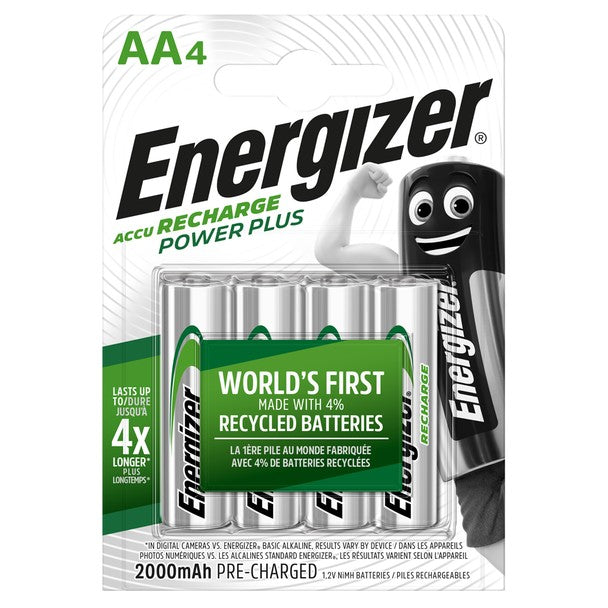 Energizer Rechargeable Power Plus Batteries AA 2000MAH x 4