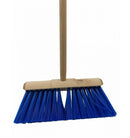 Hillbrush 13" Stiff Blue Polypropylene Yard Broom Complete