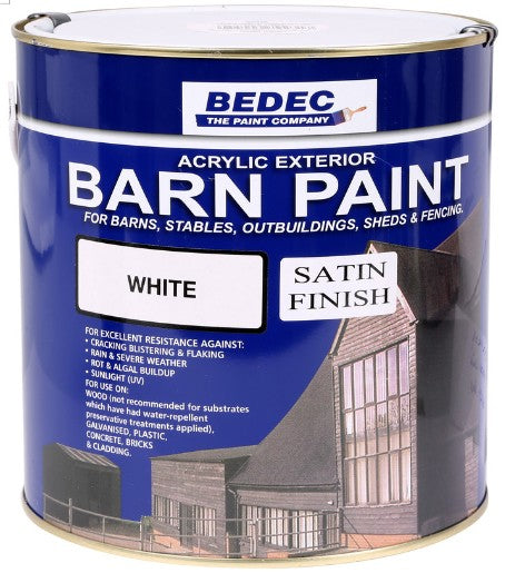 Bedec Barn Paint Satin White 2.5L