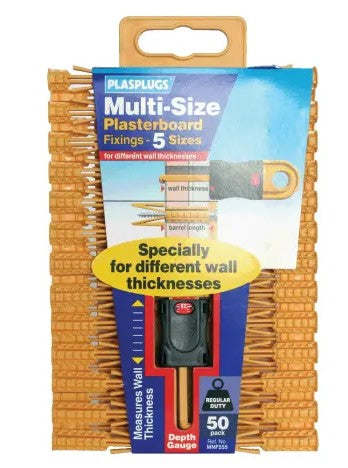 Plasplugs Multi-Size Plasterboard Fixings (50)