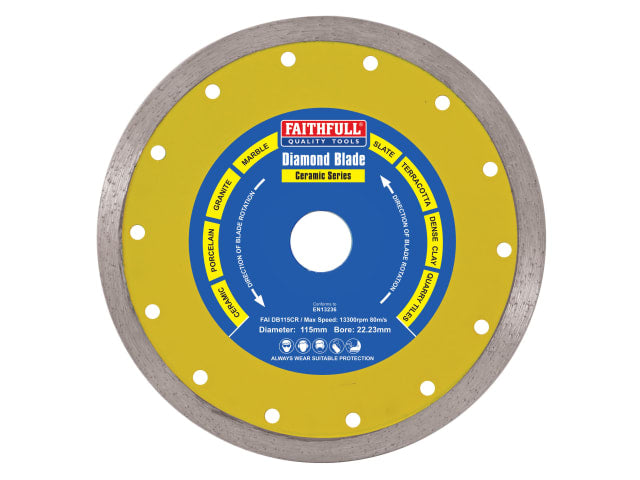 Faithfull Diamond Tile Blade Continuous Rim 180 x 25.4mm