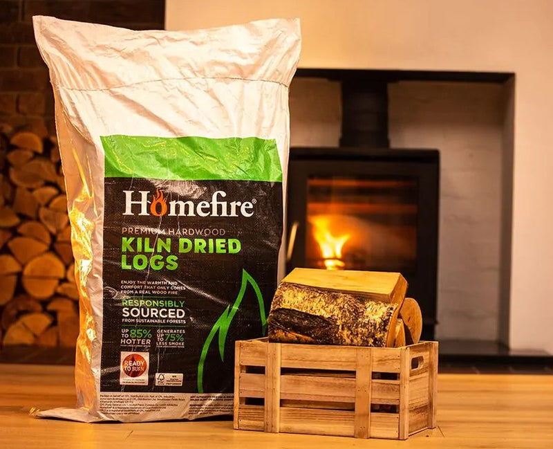 Homefire Premium Kiln Dried Logs Large 60L Bag + FREE KINDLING