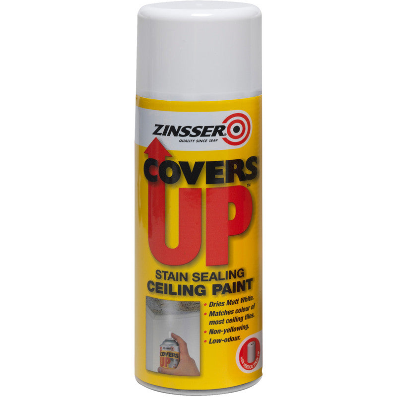 Zinsser Covers Up Vertical Ceiling Spray Paint White 400ml