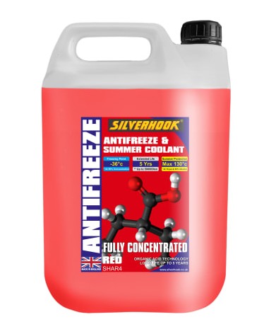 Silverhook Fully Concentrated Antifreeze O.A.T. Red 4.5 litre
