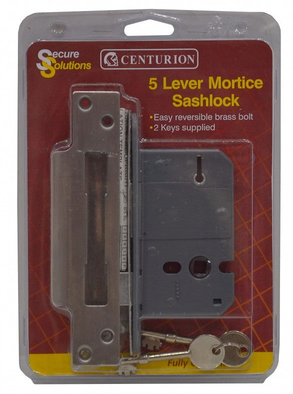 63mm (2.5") Chromed 5 Lever BS3621 Mortice Sash Lock