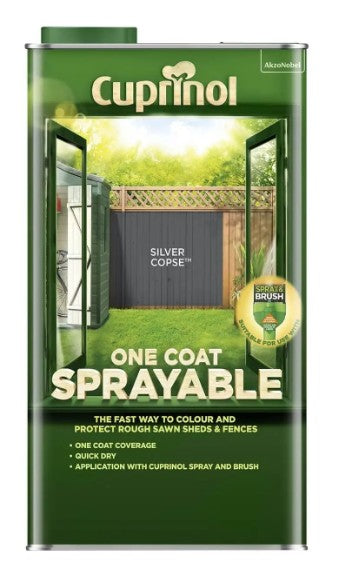 Cuprinol One Coat Sprayable Fence Treatment Silver Copse 5L