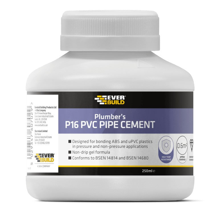 Everbuild P16 Plumbers PVC Pipe Cement 250ML