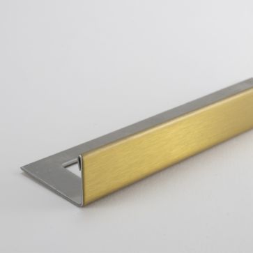 10mm L Shape Brushed Gold S/Steel Tile Trim 2.5M
