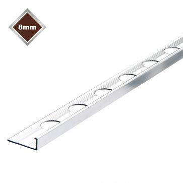 8mm L Shape Chrome Tile Trim 2.44M