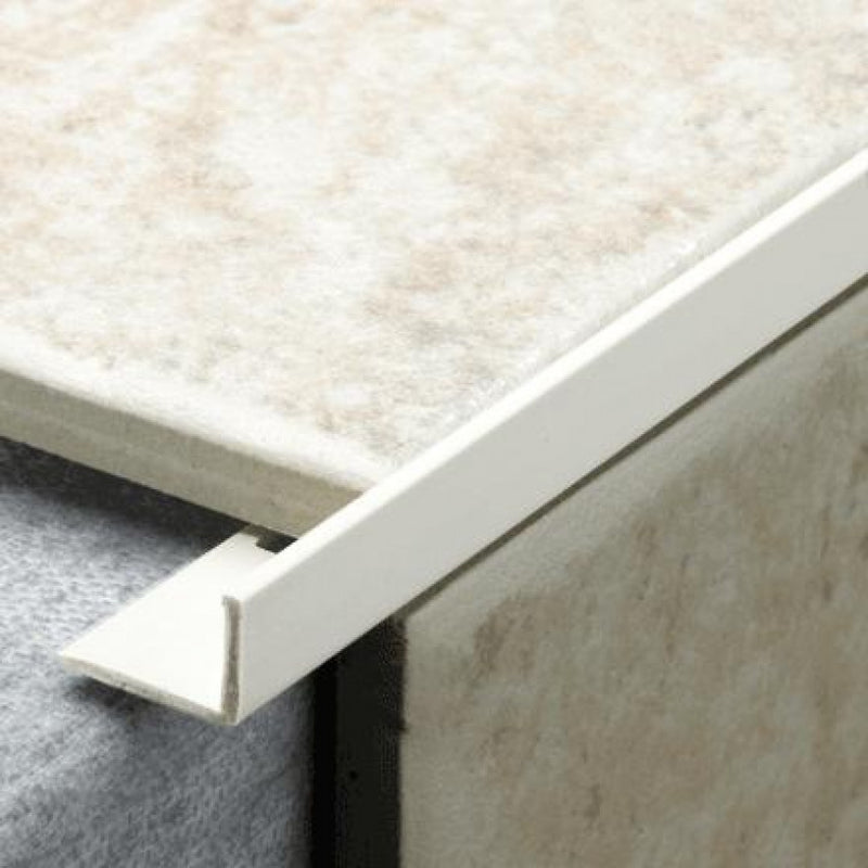 10mm L Shape White PVC Tile Trim 2.44M