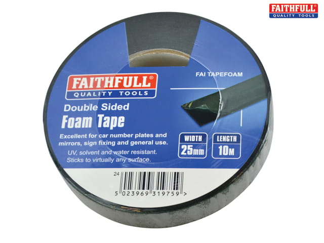 Faithfull Double-Sided Foam Tape Black 25mm x 10m